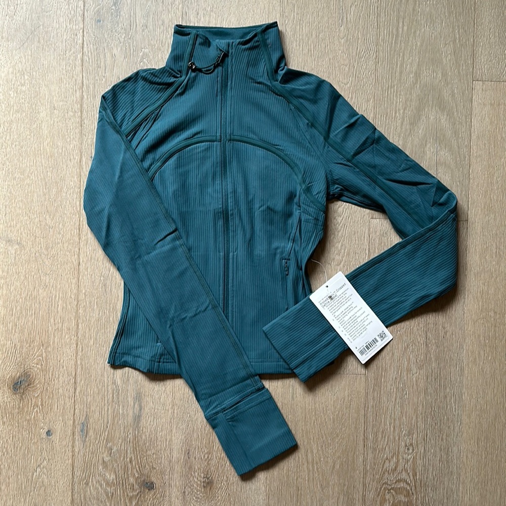 ribbed nulu cropped define jacket green jasper size 4 lululemon nwt